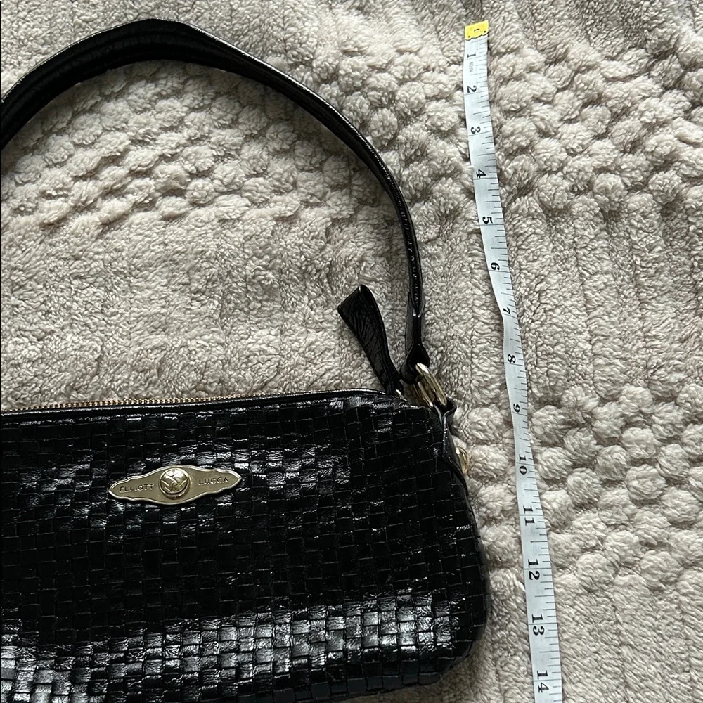 Elliott Lucca Shiny Black Woven Shoulder Bag